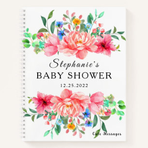 Livre d'or élégant Baby Shower Fleur Rose Rose