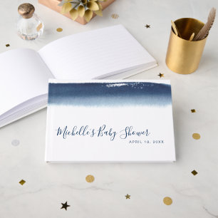 Livre D'or Elégant Baby shower Garçon de couleur bleu marine