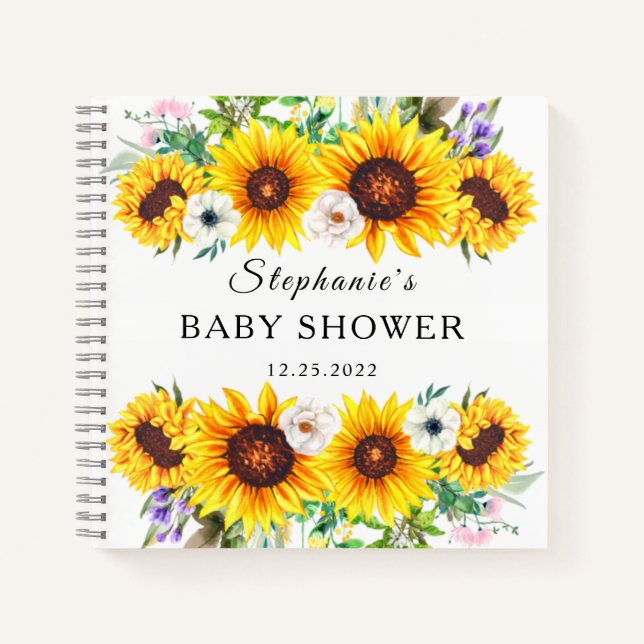Livre d'or élégant Baby Shower Tournesol Fleur (Devant)