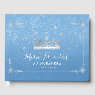 Livre D'or Elégant Bahama Blue et Silver Crown