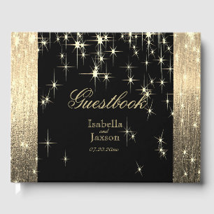 Livre D'or Elégant Black and Gold Starlights Guestbook