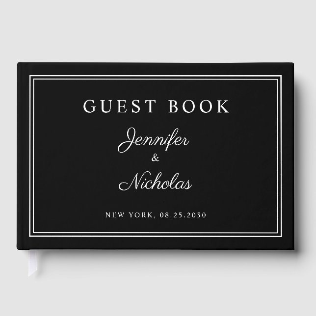 Livre D'or Elegant Black And White Script Wedding (Recto)