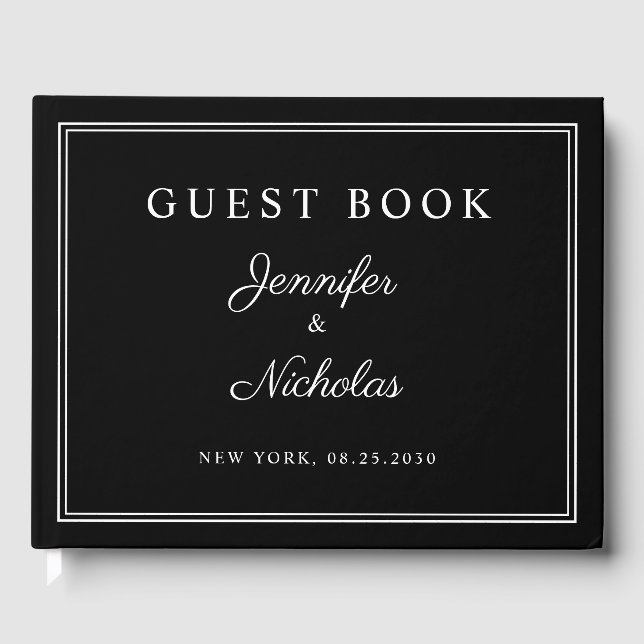 Livre D'or Elegant Black And White Script Wedding (Recto)