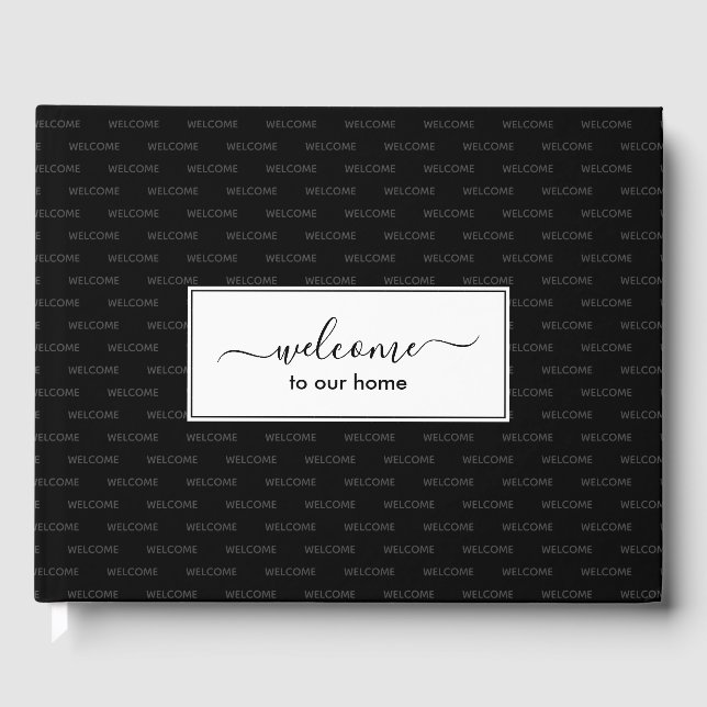 Livre D'or Elégant Black Custom ACCUEIL À NOTRE MAISON (Recto)