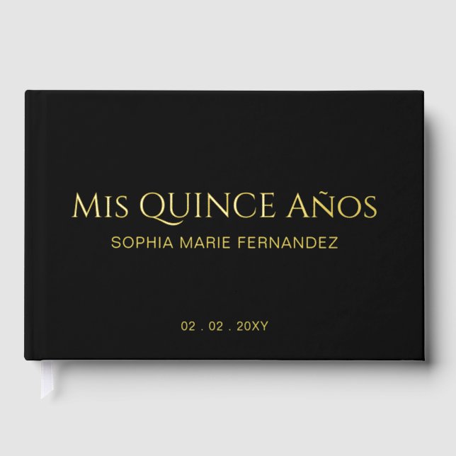 Livre D'or Elégant Black Gold Quinceañera (Recto)