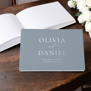 Livre D'or Elégant bleu Dusty Argent moderne minimaliste