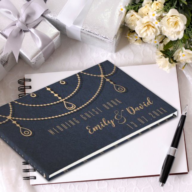 Livre D'or Élégant bleu électrique texturé Conception traditi (Elegant Electric Blue Textured Traditional Design Guest Book)