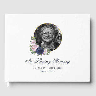 Livre D'or Élégant bleu rose floral photo