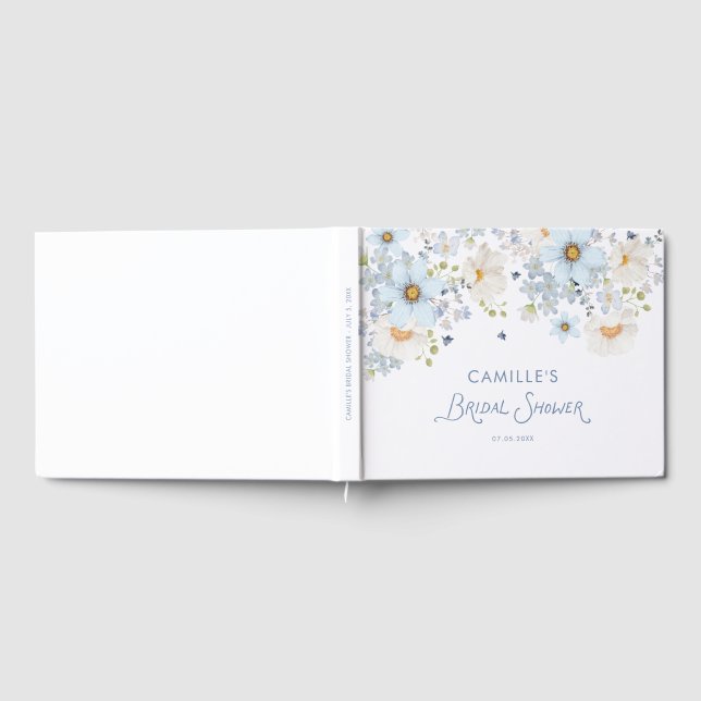 Livre D'or Elegant Blue Floral Bridal Bridal Shower (Complet)