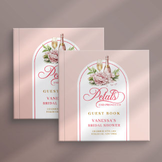 Livre D'or Elegant blush gold petals prosecco Shower book