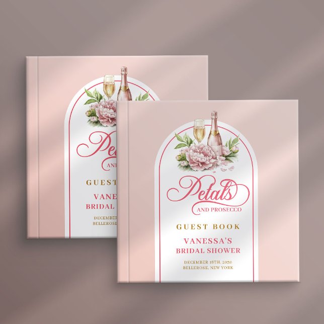 Livre D'or Elegant blush gold petals prosecco Shower book (Elegant blush gold petals prosecco wedding book)