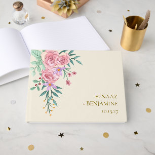Livre D'or Elégant Boho Blush Rose Aquarelle Mariage Floral