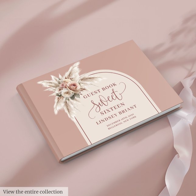 Livre D'or Elegant Boho Dusty Pink Pampas Floral Sweet 16th (Elegant Boho Dusty Pink Pampas Floral Sweet 16)