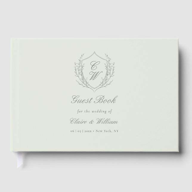 Livre D'or Elegant Botanical Crest Wreath Wedding (Recto)