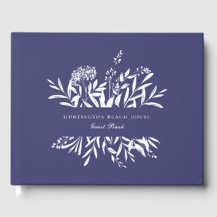 Livre D'or Elégant Botanique Marine Bleu Vacation Home