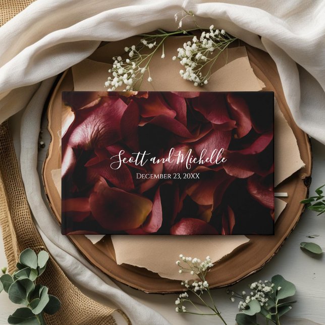 Livre D'or Elegant Burgundy Romantic Rose Guest Book (Créateur téléchargé)