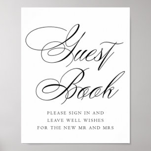 Livre d'or élégant calligraphie noire   Mariage