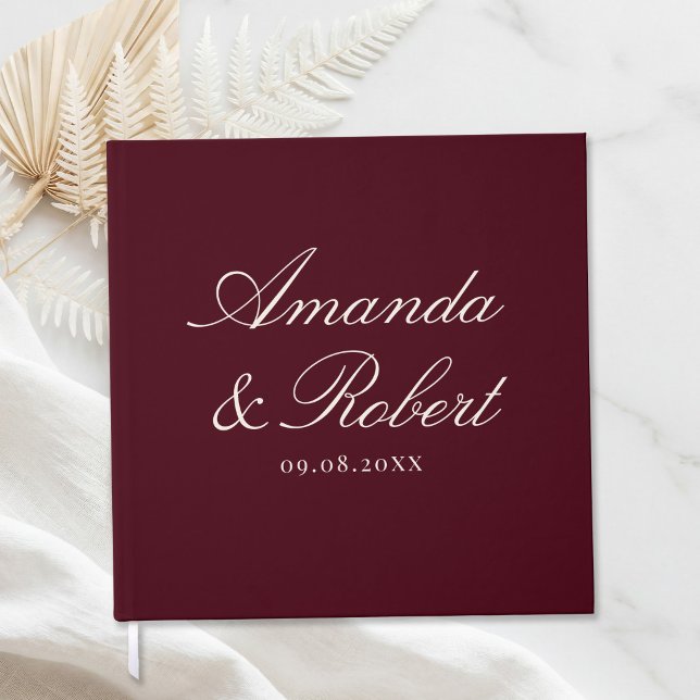 Livre D'or Elegant Calligraphy Burgundy Wedding (Créateur téléchargé)