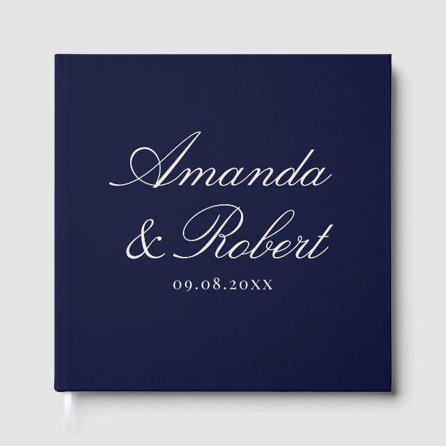 Livre D'or Elegant Calligraphy Navy Blue Wedding (Recto)