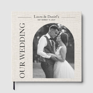 Livre D'or Élégant Chic Mariage Couple Photo Mariage Tissu Li