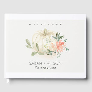 Livre D'or Élégant Citrouille blanc doux Mariage floral