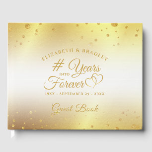 Livre D'or Élégant Cœurs en Or pour l'Anniversaire DES ANNÉES