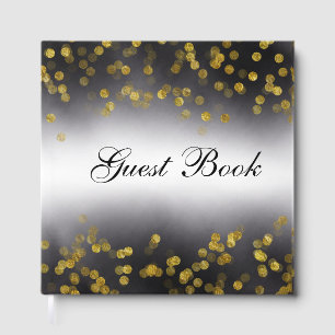 Livre d'or élégant Confettis dorés sur fond noir