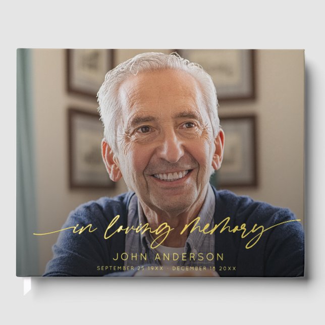 Livre D'or Élégant Dans L'Amour Script Photo Funéraire (Recto)