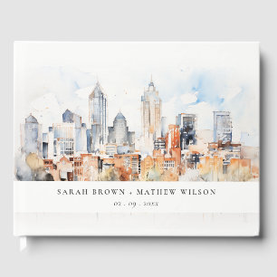 Livre D'or Elégant Denver Colorado Skyline Watercolor Mariage