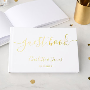 Livre D'or Elégant Design Gold Signature Script Mariage
