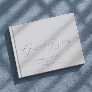 Livre D'or Elegant Dusty Blue Wedding Guest Book 