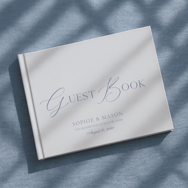 Livre D'or Elegant Dusty Blue Wedding Guest Book  (Créateur téléchargé)
