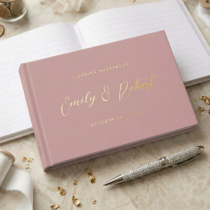 Livre D'or Elégant Dusty Rose Gold Calligraphy Mariage Photo