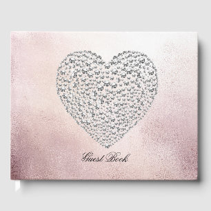 Livre d'or élégant en or rose avec strass en forme