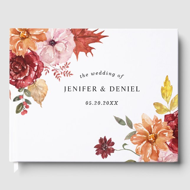 Livre D'or Elegant Fall Leaves Autumn Wedding  (Recto)