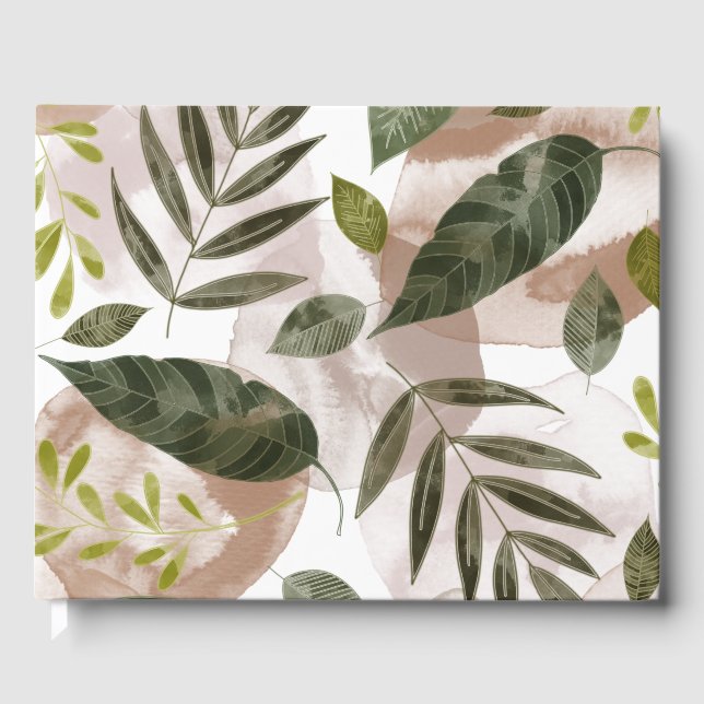 Livre D'or Élégant Feuilles de Safari Botanique (Recto)