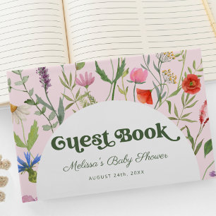 Livre D'or Elégant Fleur sauvage Aquarelle Baby shower rose