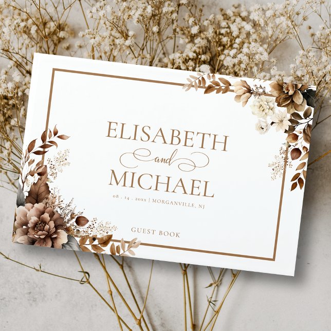 Livre D'or Élégant Fleur sauvage rustique Boho Terracotta (Capture cherished moments with this rustic wildflower design guest book, perfect for boho weddings.)