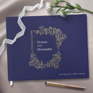 Livre D'or Élégant Floral Crest Classic Botanical Mariage