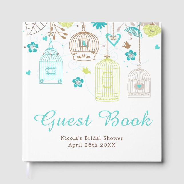 Livre D'or Elegant Floral Green and Blue Bridal Shower (Recto)