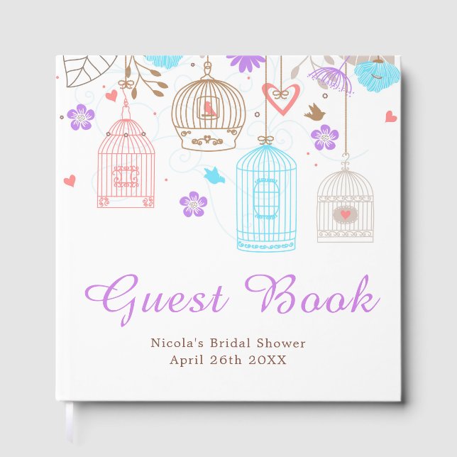 Livre D'or Elegant Floral Purple and Blue Bridal Shower (Recto)