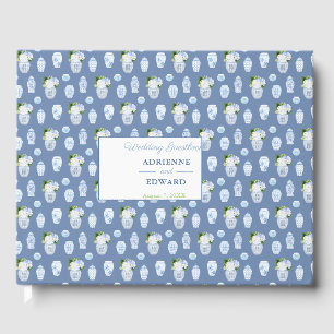 Livre D'or Élégant Ginger Jars Bleu Et Blanc Mariage