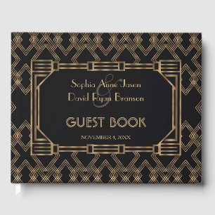 Livre D'or Elégant Gold Black Great Gatsby 1920 Mariage