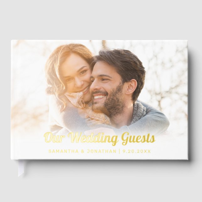 Livre D'or Elegant Gold Foil Script Mariage photo (Recto)