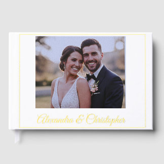 Livre D'or Elegant Gold Script Photo Wedding Guestbook