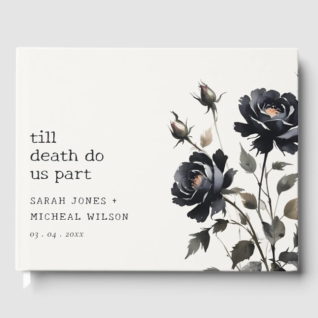 Livre D'or Elégant gothique noir Rose noir Mariage (Recto)