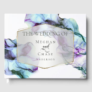 Livre D'or Élégant Indigo Turquoise Abstrait