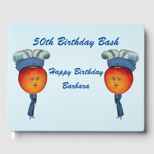 Livre D'or Elégant Joyeux Anniversaire Lady Pomme Chef Fancy  (Recto)