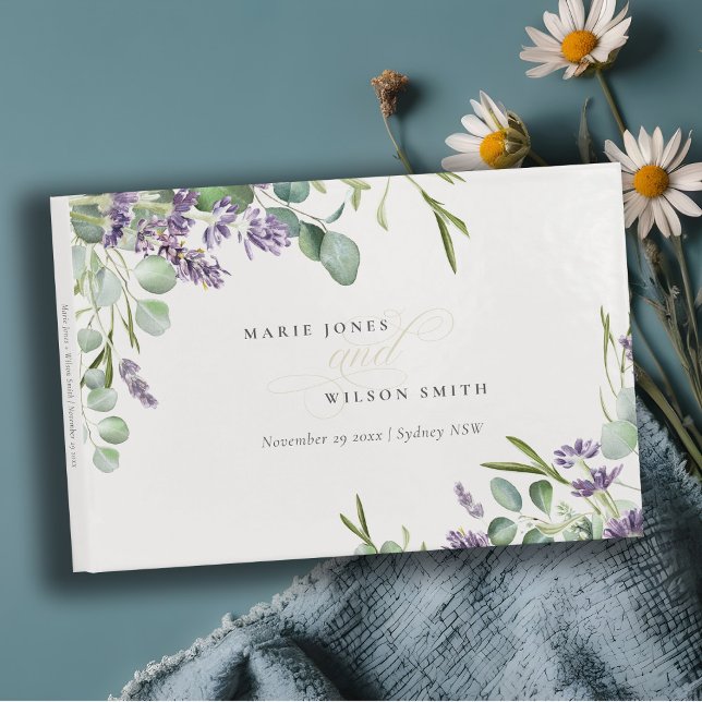 Livre D'or Élégant Lavande Eucalyptus Mariage de feuillage fe (Créateur téléchargé)