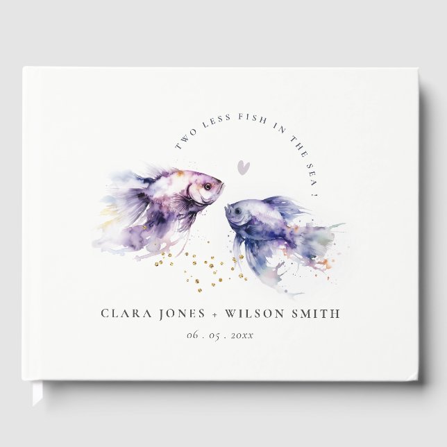 Livre D'or Elégant Lilac Aquarelle Mariage de poisson côtier (Recto)